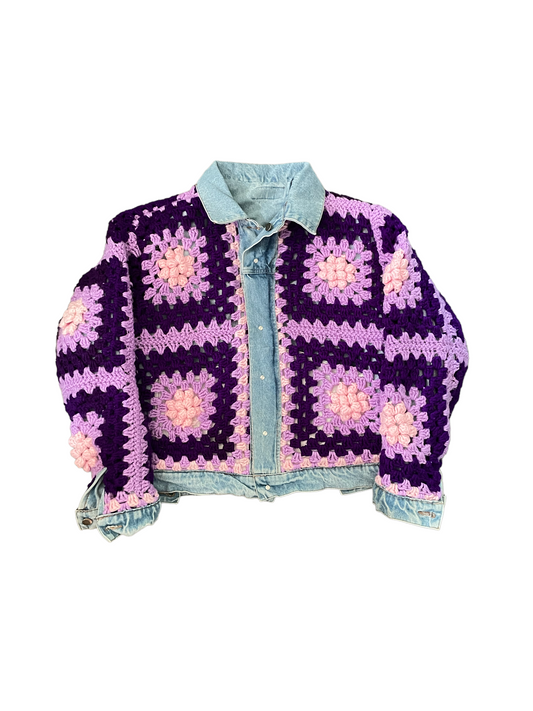 Reversible Crochet trucker jacket Large